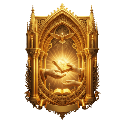 Emblema dourado da Sociedade São Gregório Magno